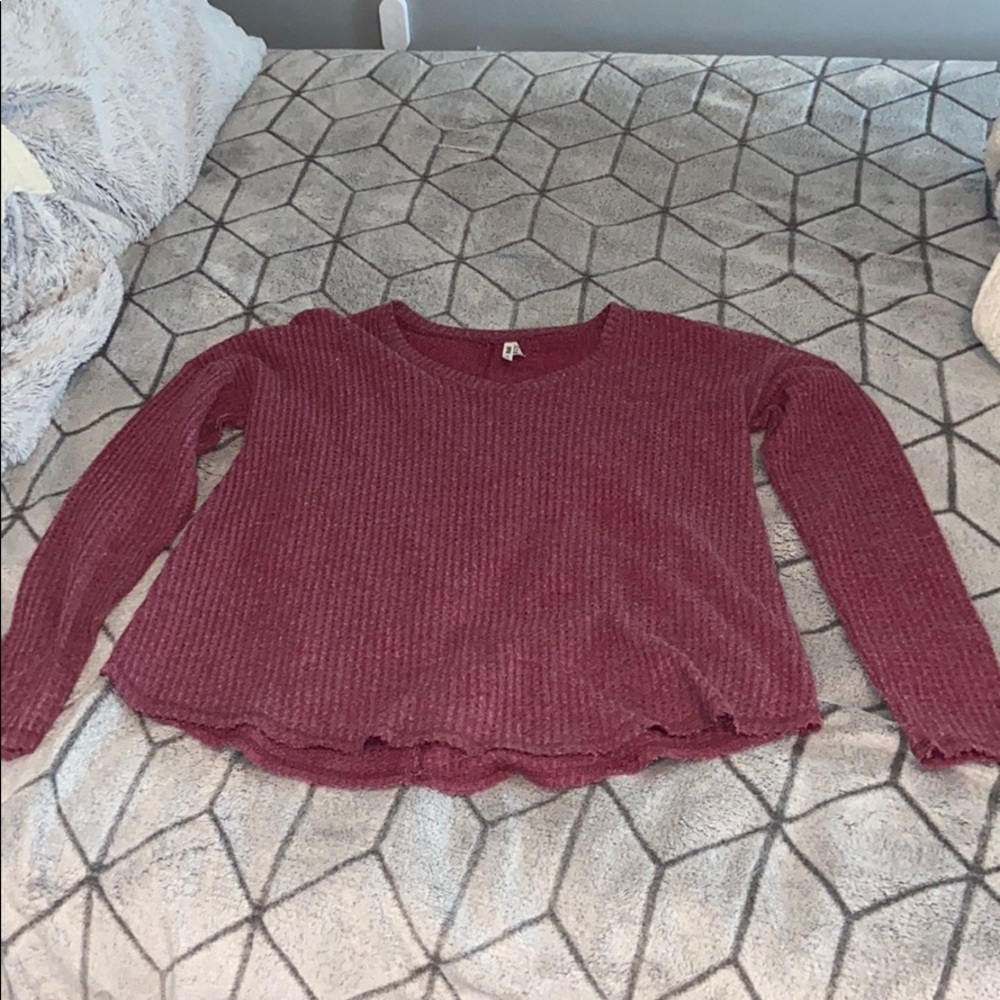 maroon long sleeve shirt